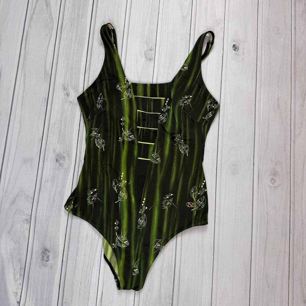 Naturana One Piece Swimsuit EU 44 US L Green Leaf Print Retro